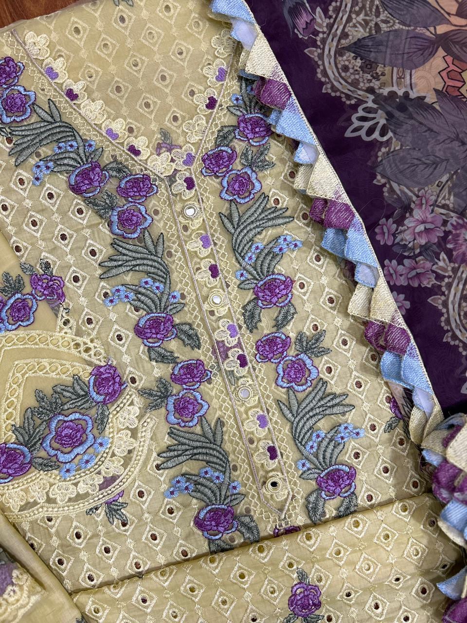 Jade Ombre X Dananeer Lemon Premium Pure Lawn Dress With Silk Emb Duppata 26