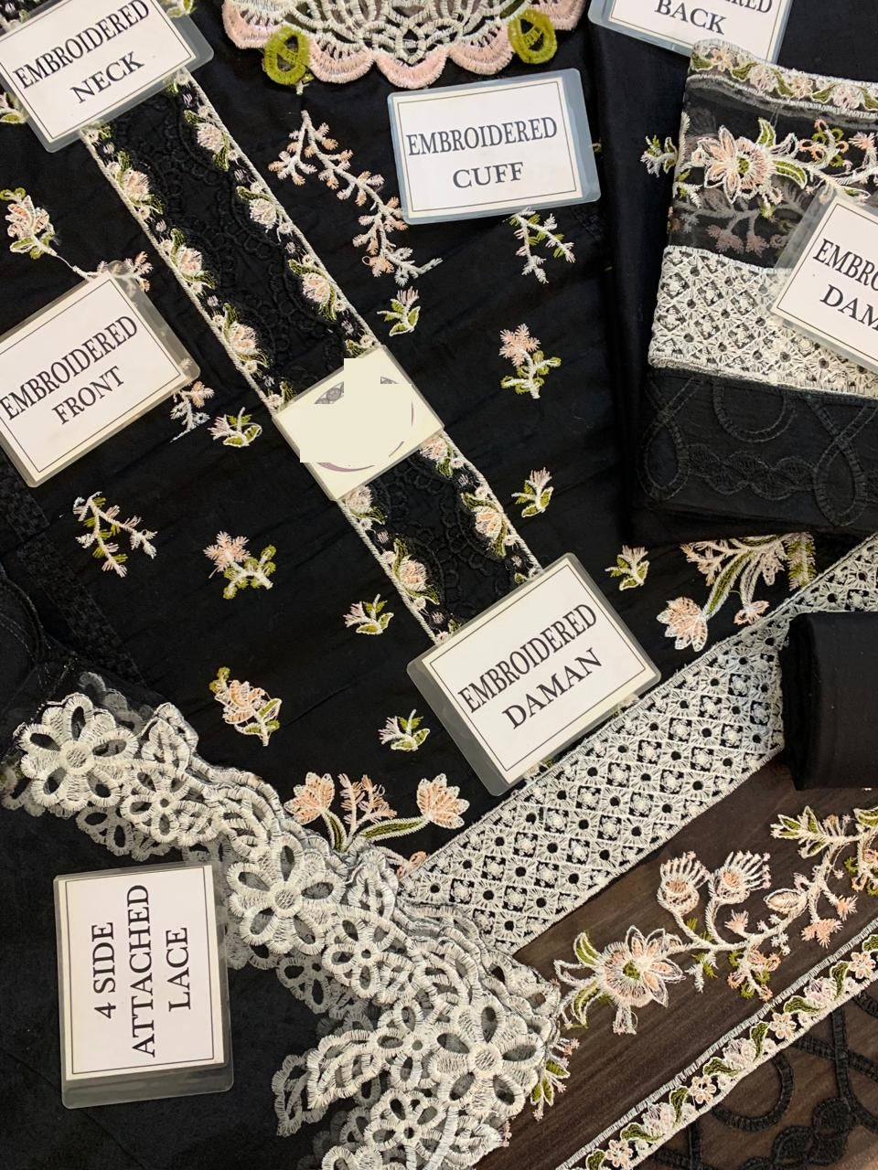 Qalamkar Black Most Demanding Premium Pure Lawn With Organza Emb Duppata 26