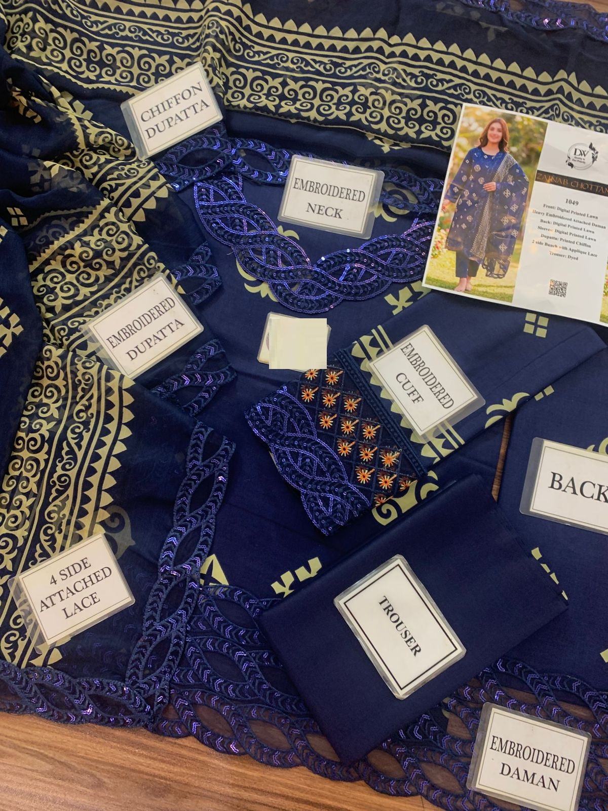 Zainab Chotani Wz-1049B Premium Pure Lawn With Chiffon Emb Duppata 26