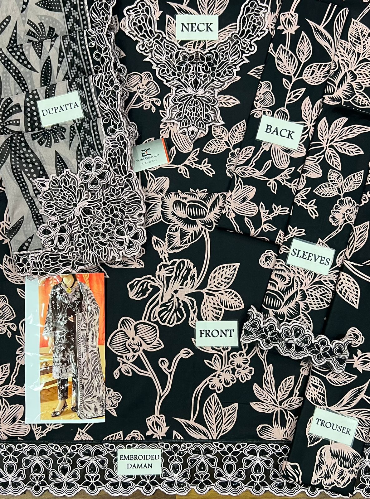 Nureh Np-465B Premium Pure Lawn With Chiffon Emb Duppata 26