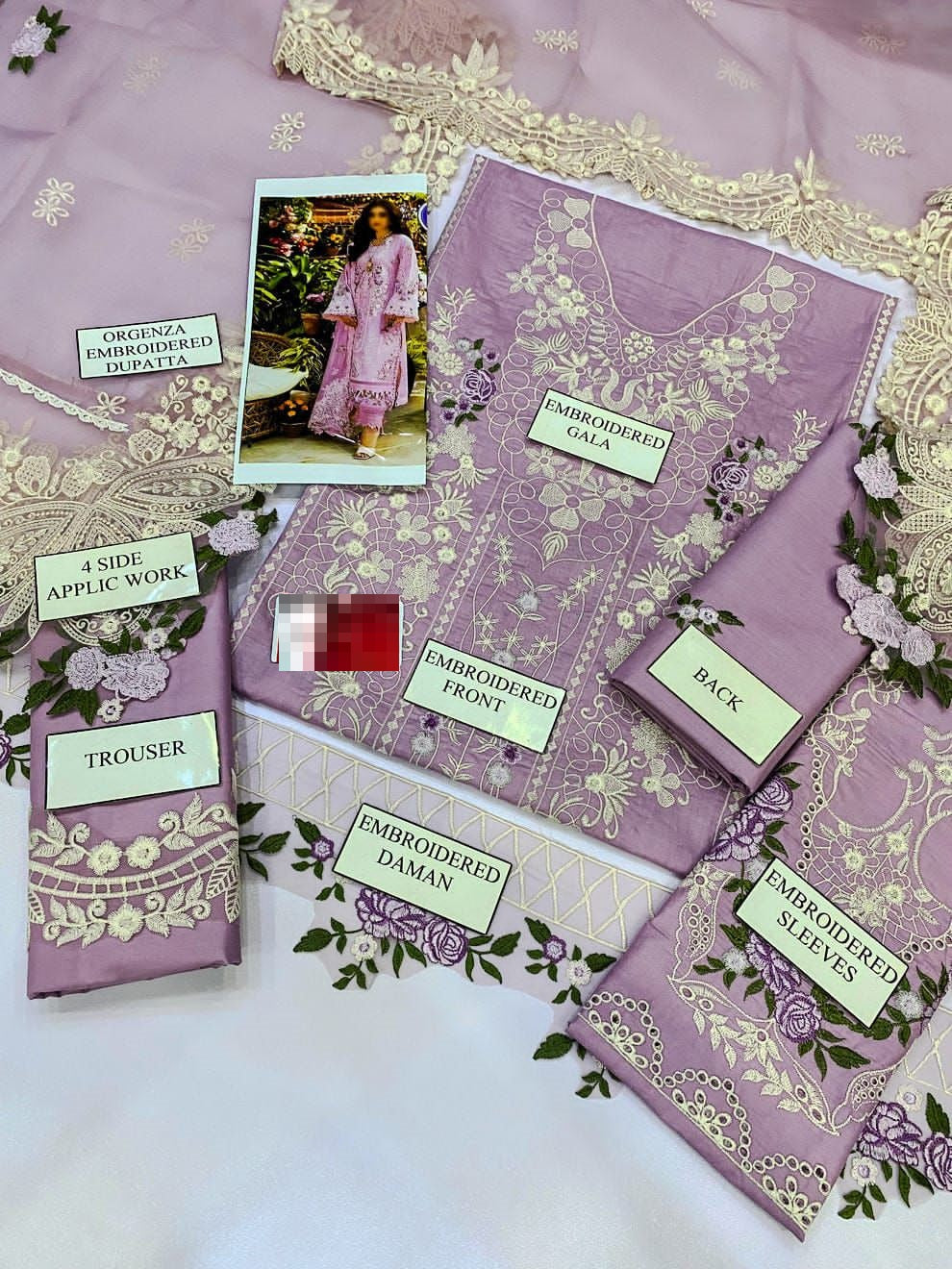 Elaaf Purple Most Demanding 100% Cotton With Organza Emb Duppata 2026