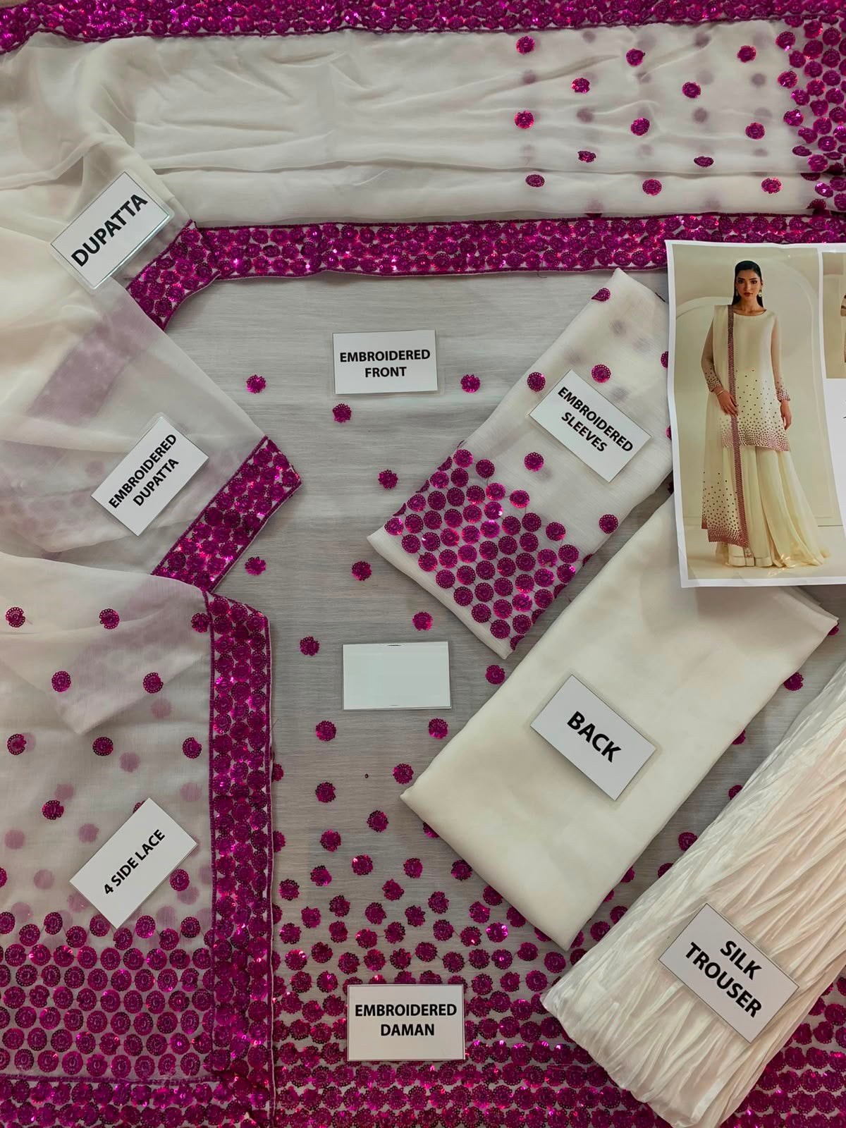 Jazmin White Pink Most Beautiful Design Chiffon Dress 26