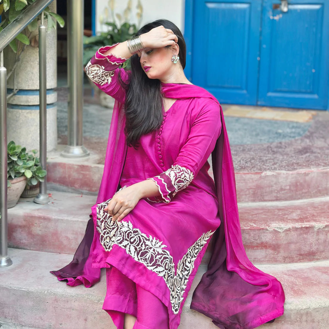 Wearza Wz 03 100% Raw Silk 3Pcs Dress Ready To Wear 25