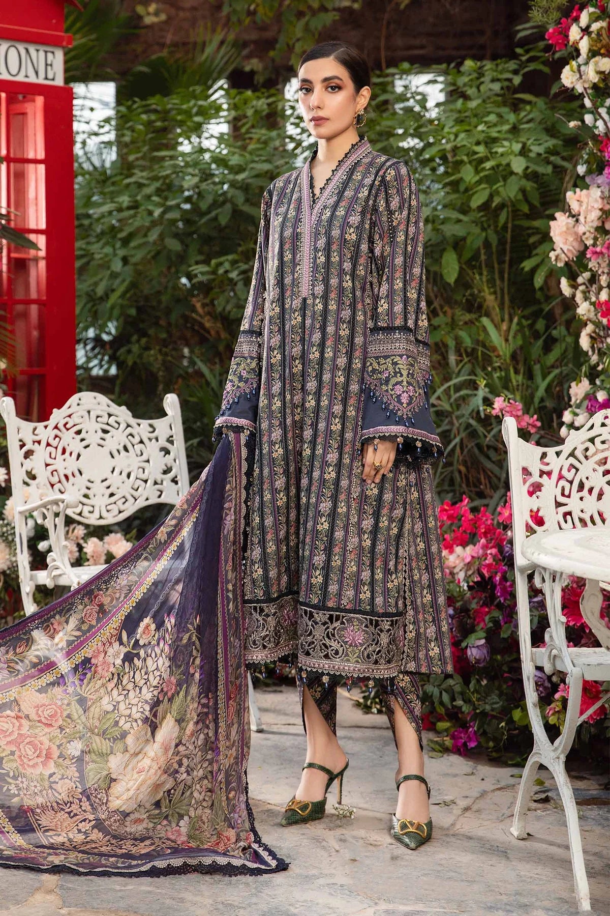 Maria b M Print Wz-090 Premium Pure Lawn With Semi Pure Chiffon Duppata 2025