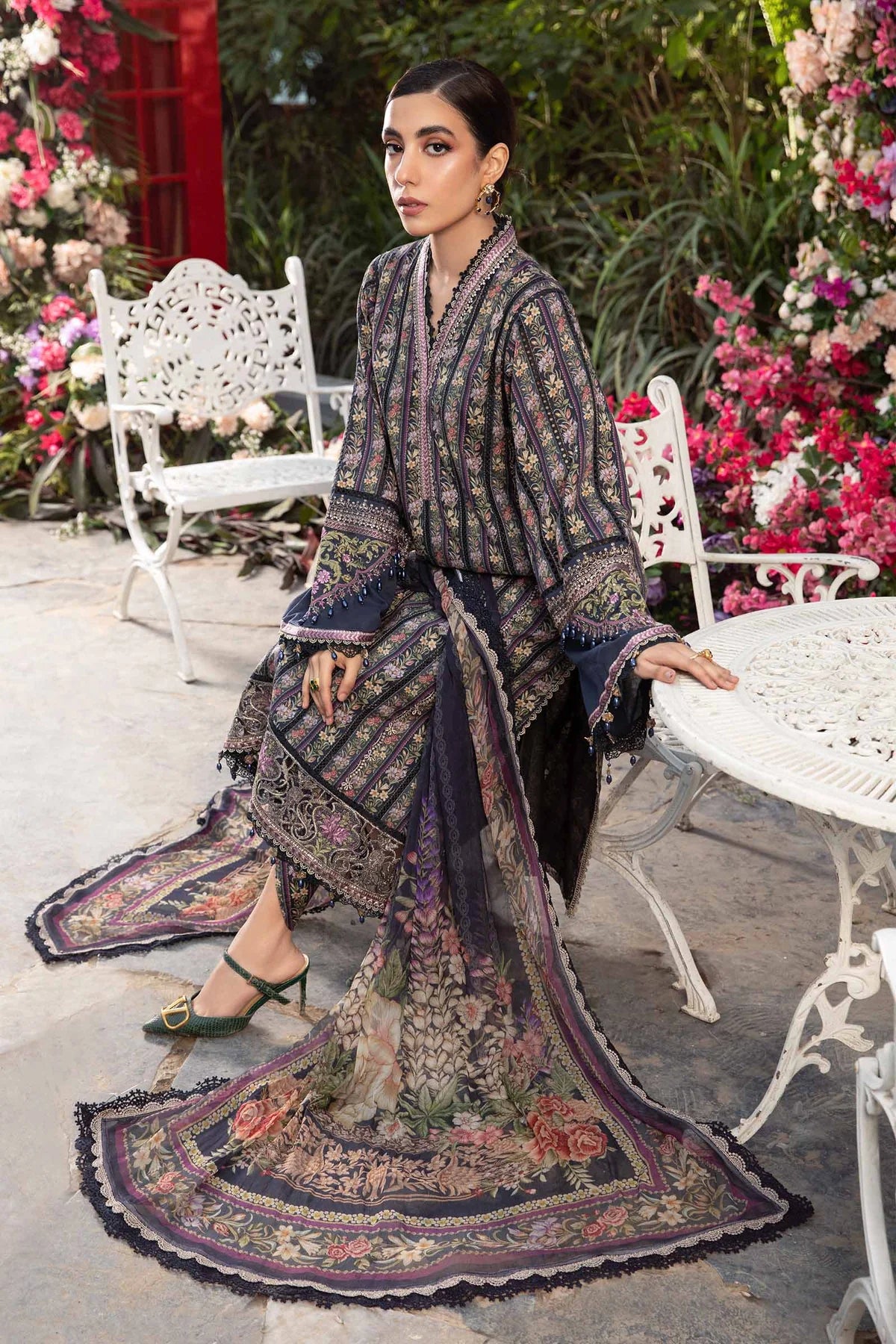 Maria b M Print Wz-090 Premium Pure Lawn With Semi Pure Chiffon Duppata 2025