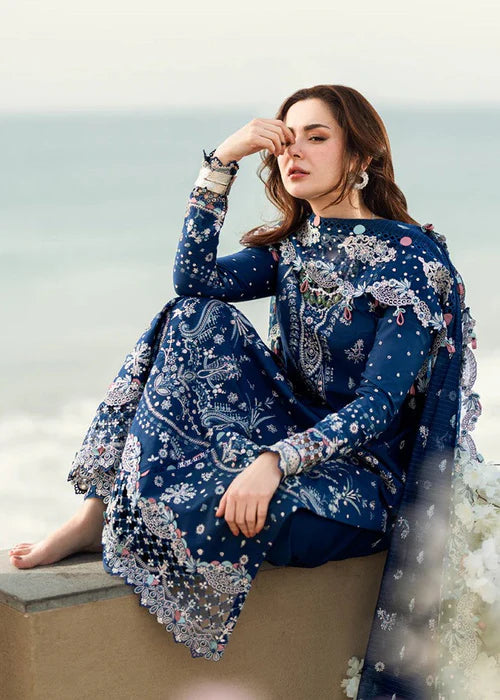 Qalamkar Wz-1185 Luxury Pure Lawn Embroidered WIth SIlk Duppata Eid Collection 2025