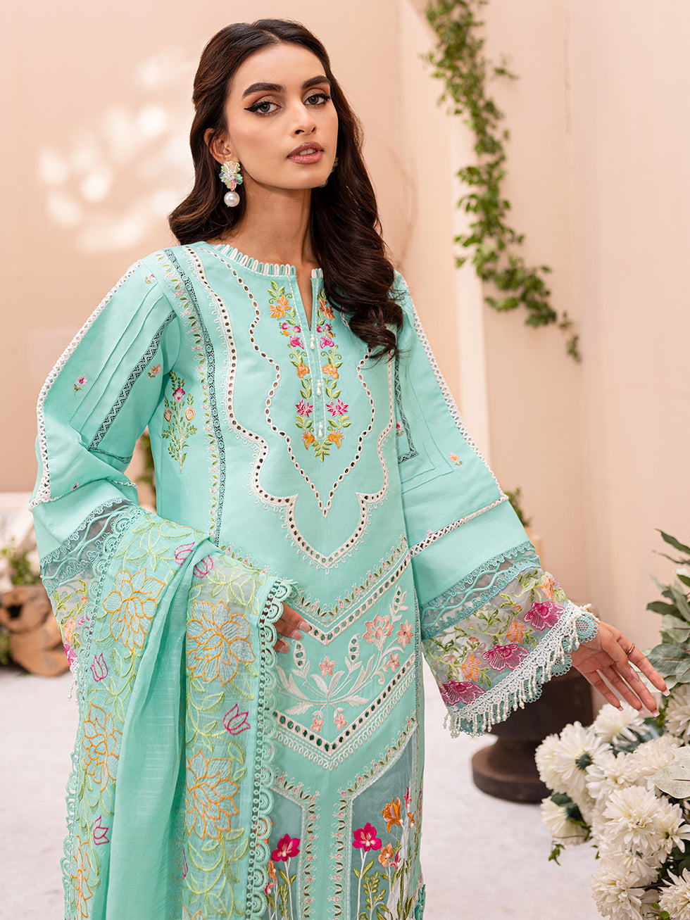 Regelia Wz-161 Luxury Pure Lawn With Khaadi Net Duppata Summer Eid Collection 2025
