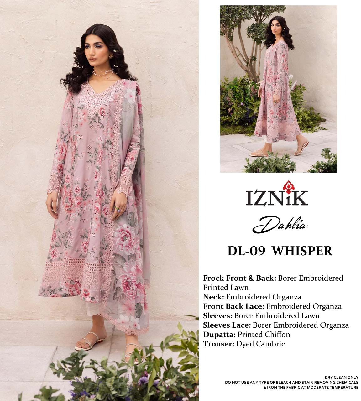 Iznik Dalfah Wz-D9 In 7 Color's Luxury Pure Lawn Chikankari Embroidered Eid Collection 2025