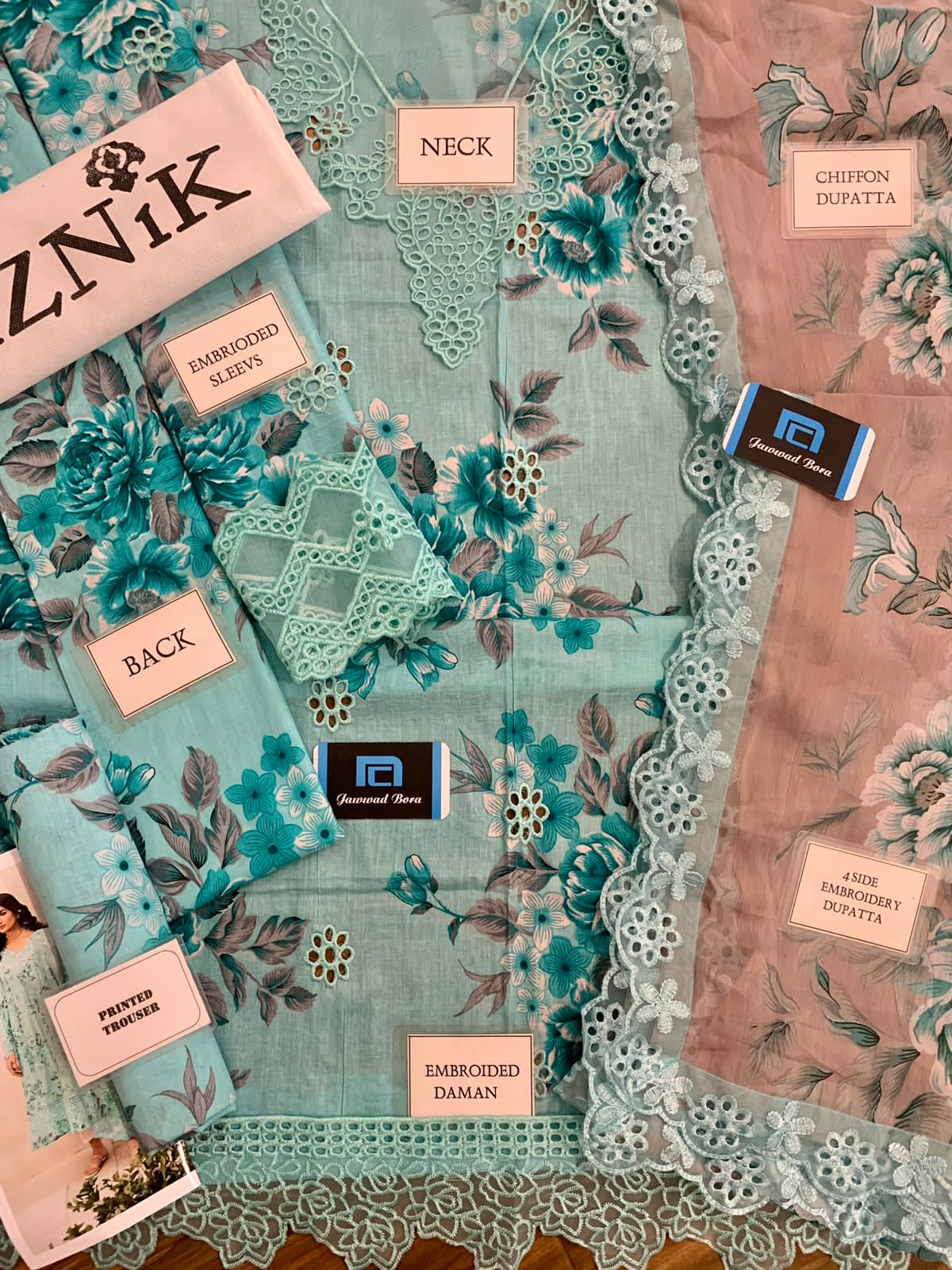 Iznik Dalfah Wz-D9 In 7 Color's Luxury Pure Lawn Chikankari Embroidered Eid Collection 2025