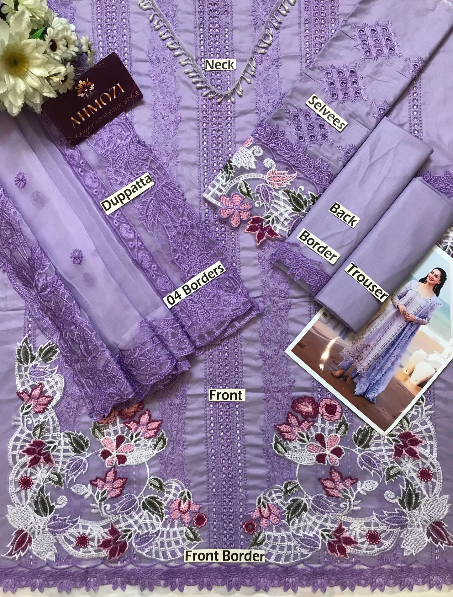 Sereene Wz-456 Pure Egyption Lawn With Organza Duppata Summer Eid Collection 2025