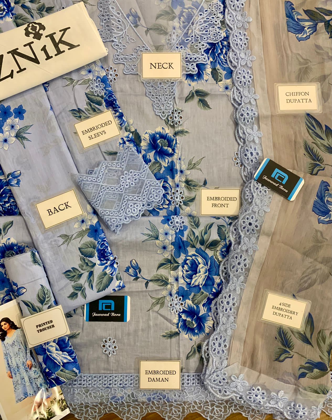 Iznik Dalfah Wz-D9 In 7 Color's Luxury Pure Lawn Chikankari Embroidered Eid Collection 2025
