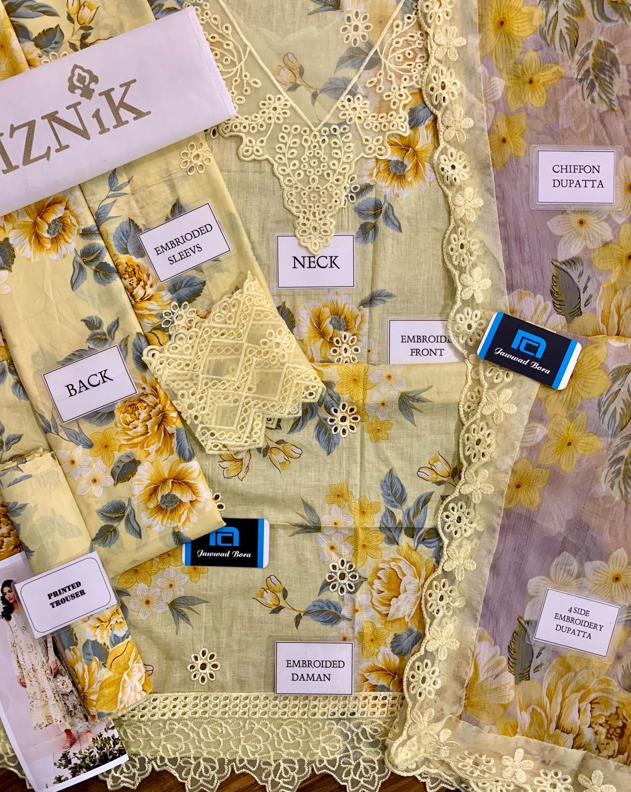 Iznik Dalfah Wz-D9 In 7 Color's Luxury Pure Lawn Chikankari Embroidered Eid Collection 2025