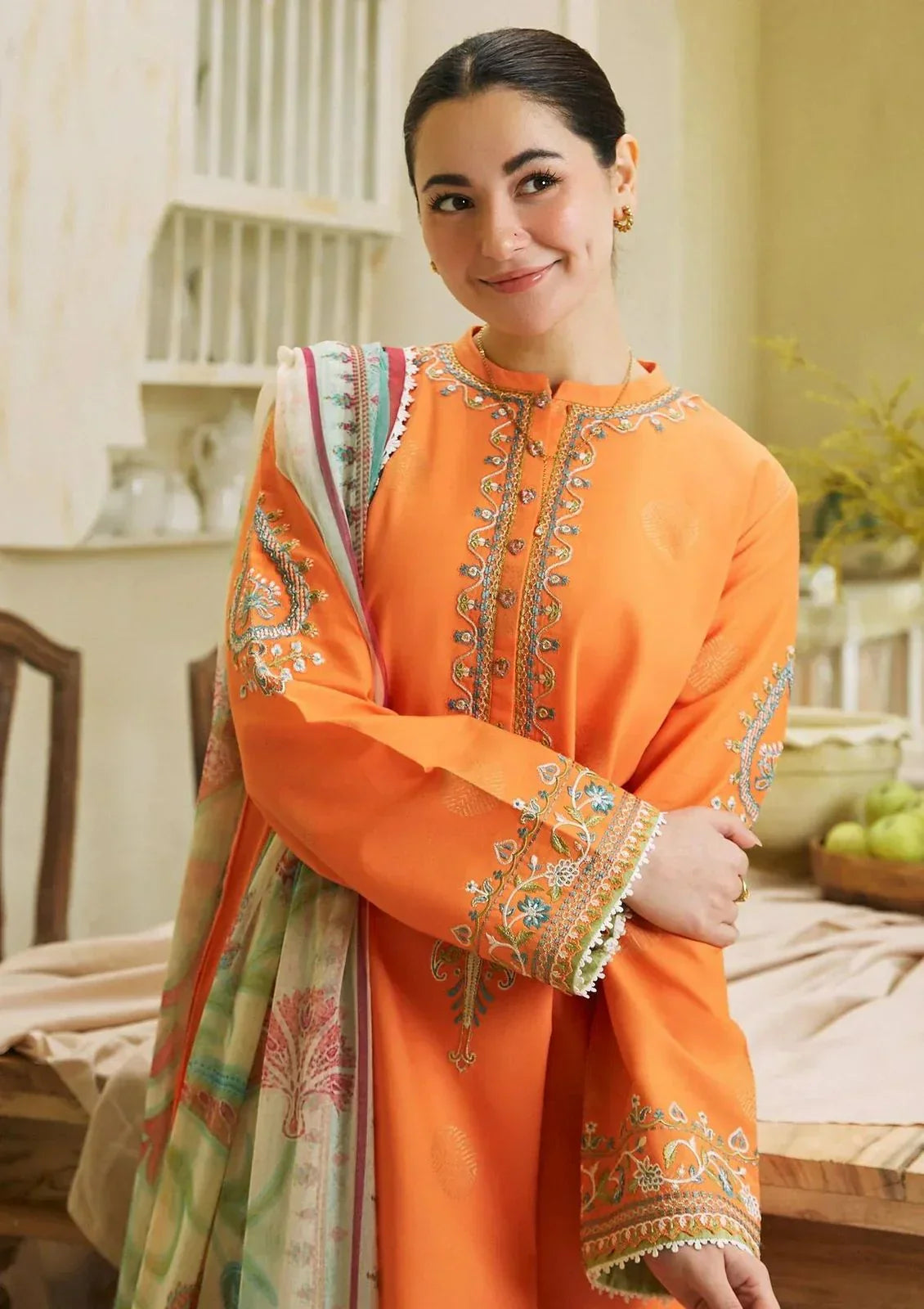 Zara Shahjahan Orange Pakistani Dress
