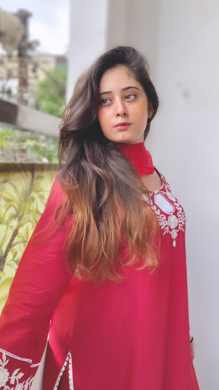 Wearza 3Pcs Lawn Stitched Dress with Pure Chiffon Dupatta 2024