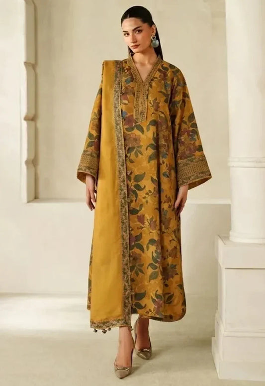 Baroque Wz=83 Mustard Luxury Lawn Dress Azadi Sale 2026