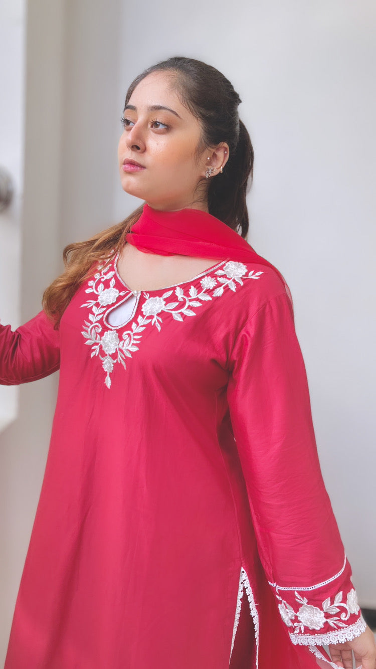 Wearza 3Pcs Lawn Stitched Dress with Pure Chiffon Dupatta 2024