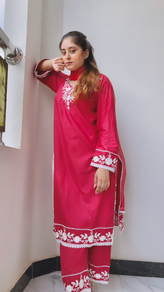 Wearza 3Pcs Lawn Stitched Dress with Pure Chiffon Dupatta 2024