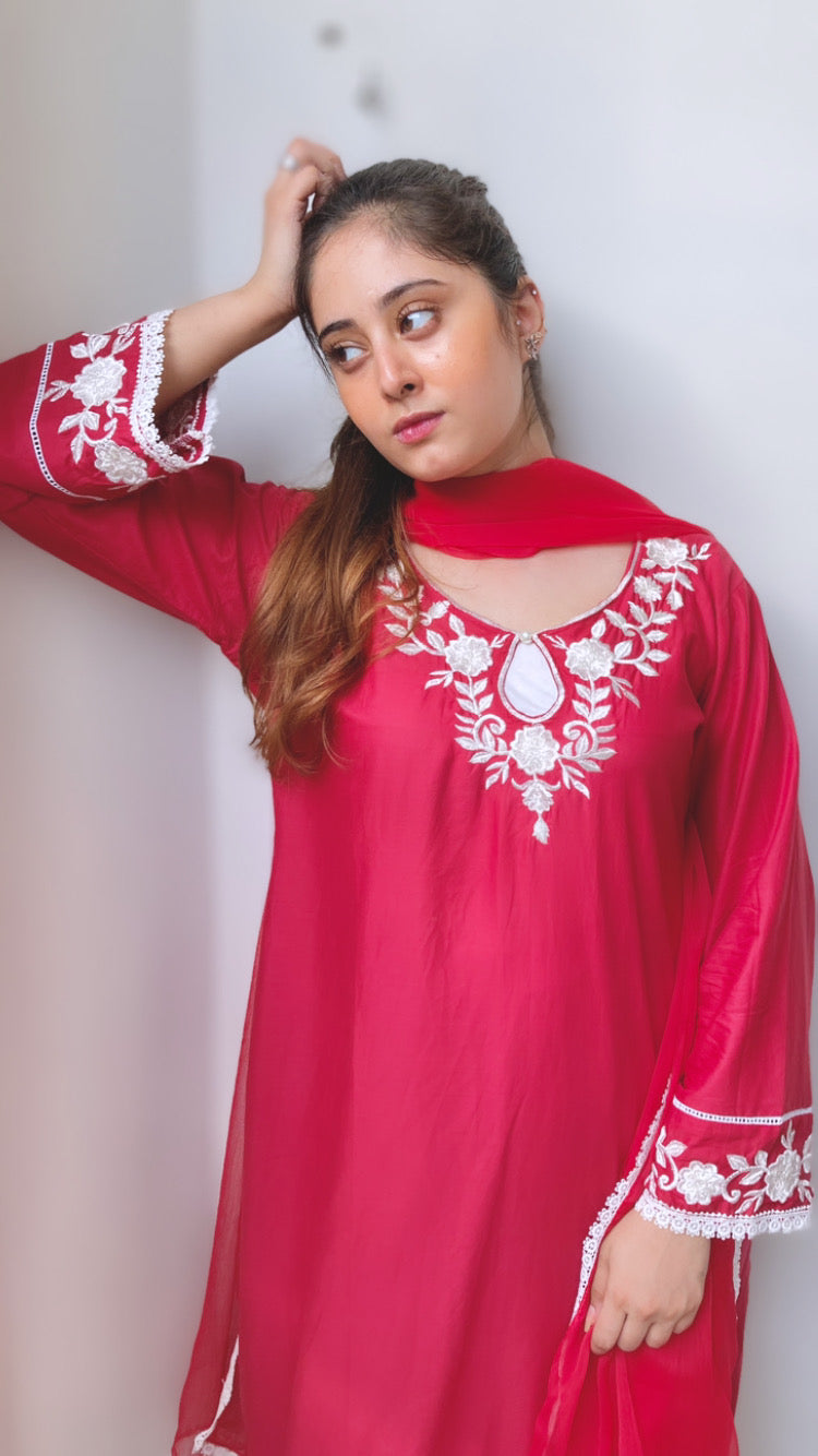 Wearza 3Pcs Lawn Stitched Dress with Pure Chiffon Dupatta 2024