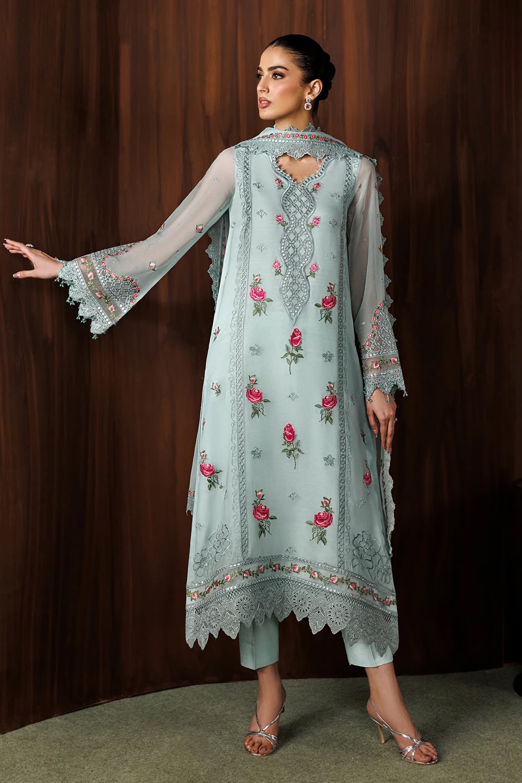Baroque Sky Dress Wz-04  Pure Chiffon WIth Chiffon Duppata 26