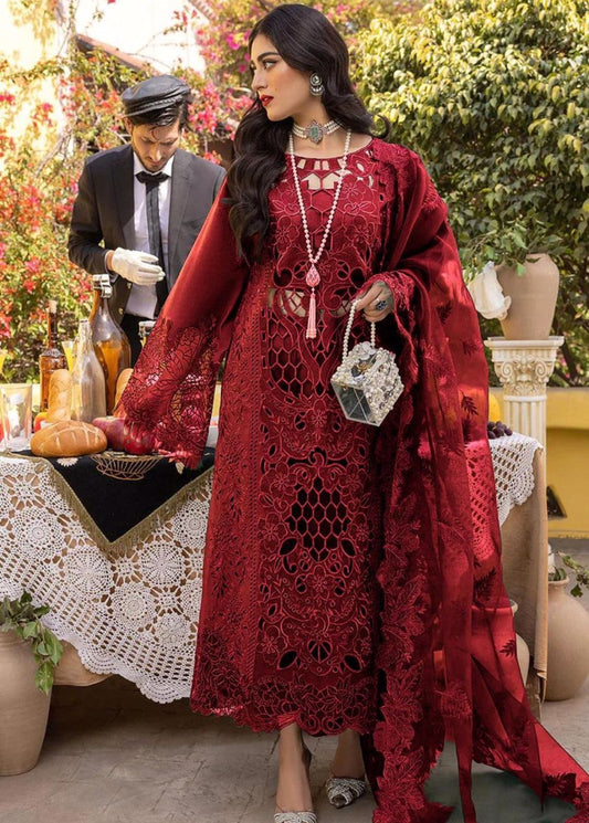 Bin Ilyas Wz-462 Red Beauty Demanding Design Luxury Lawn Chikankari 2025