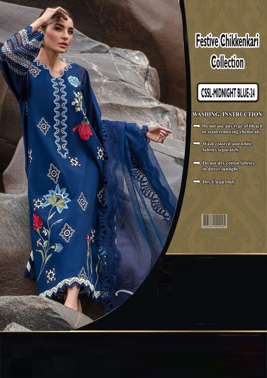 Crimson Luxury Midnight Blue Most Demanding Premium Pure Lawn