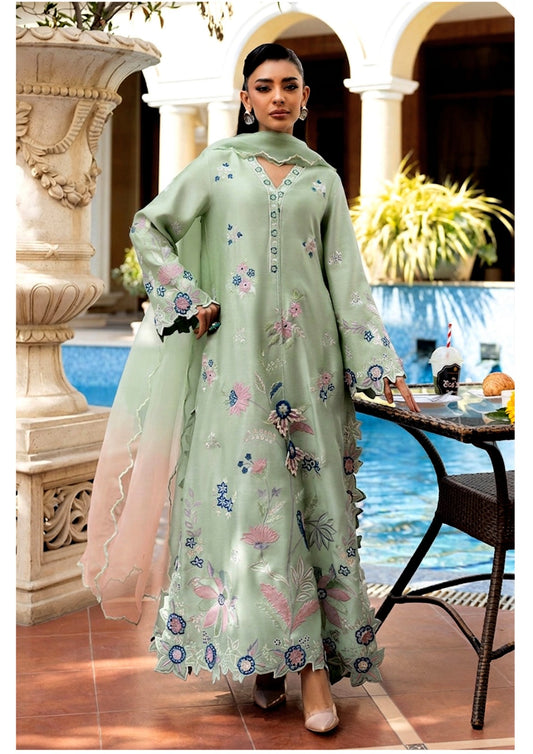 Ethnic pista green Wz-93 Most Beautifull Pure Silk Dress 26