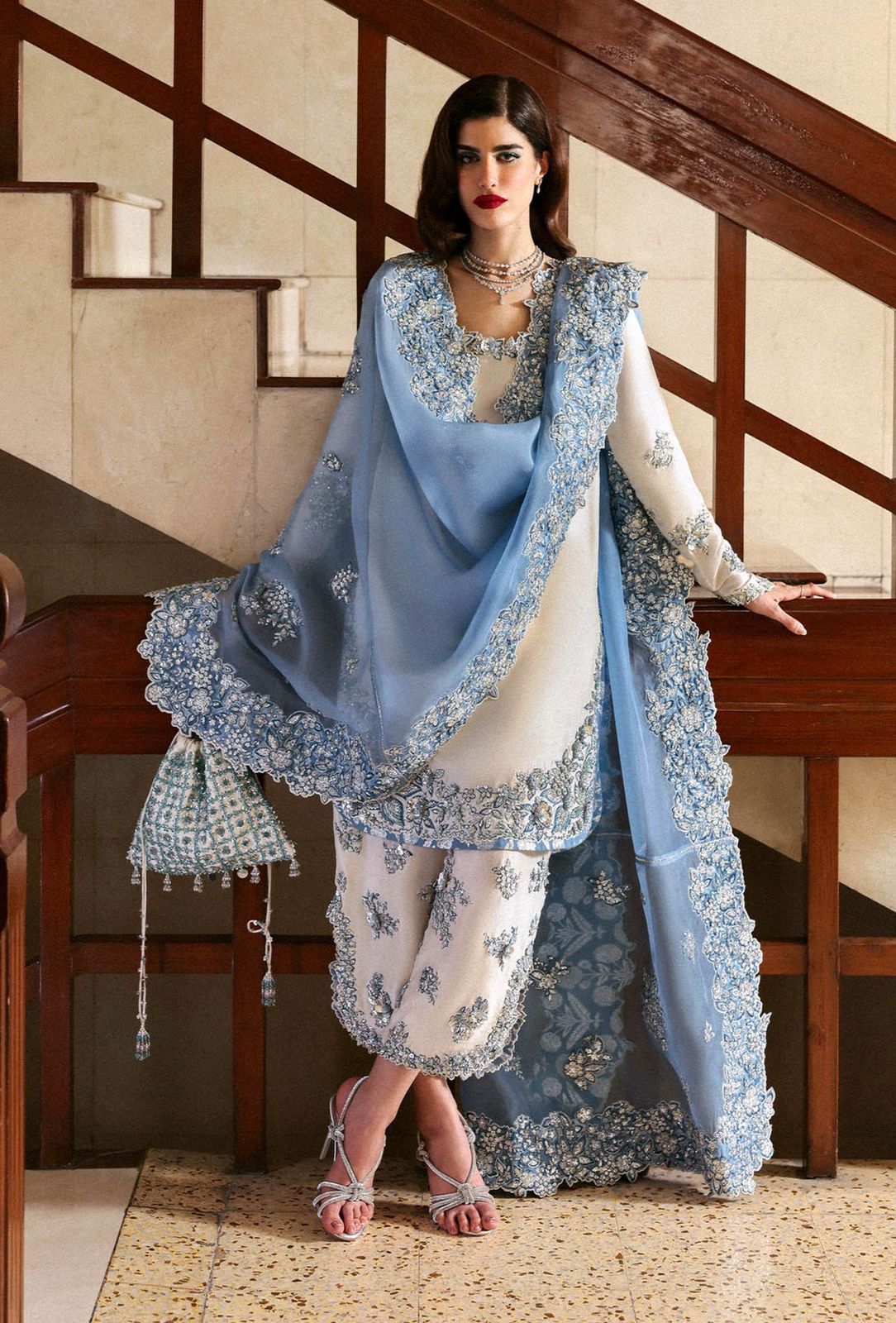 Hussain Rehar Wz-02 Sheesha Silk Heavy Adda Work With Clutch 2025