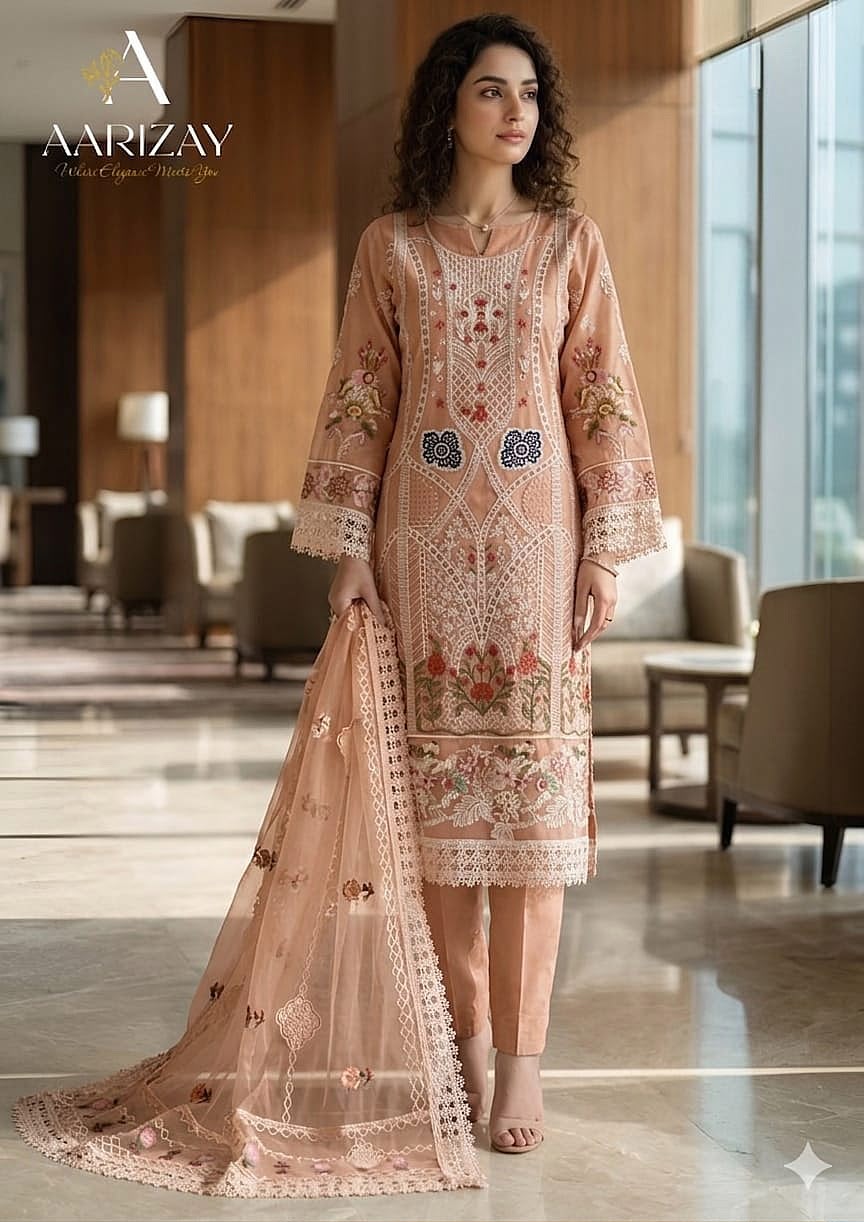 Akasy Wz-1012 Luxury Cotton With Fully Heavy Embroidered Organza Dupatta 2026