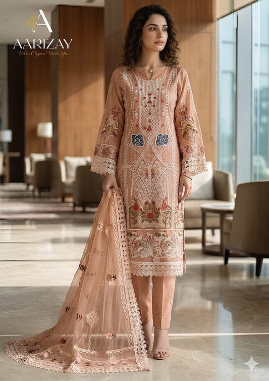 Akasy Wz-1012 Luxury Cotton With Fully Heavy Embroidered Organza Dupatta 2026