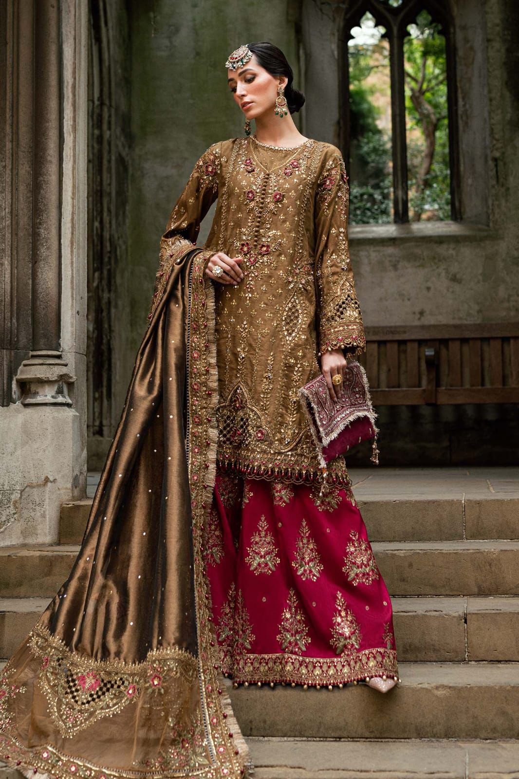 Maria b Wz-09-04 Raw Slik Dress With Embroidered Organza Duppata Formal & Wedding 2026