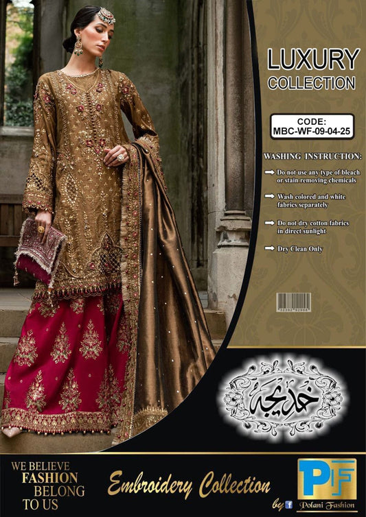 Maria b Wz-09-04 Raw Slik Dress With Embroidered Organza Duppata Formal & Wedding 2026