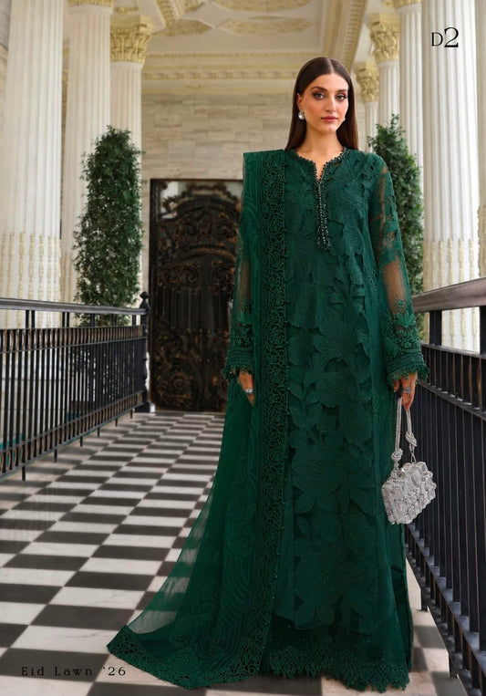 Maria b Wz-3012 The Most-Awaited Design Luxury Lawn With Printed Silk Dupatta 2026