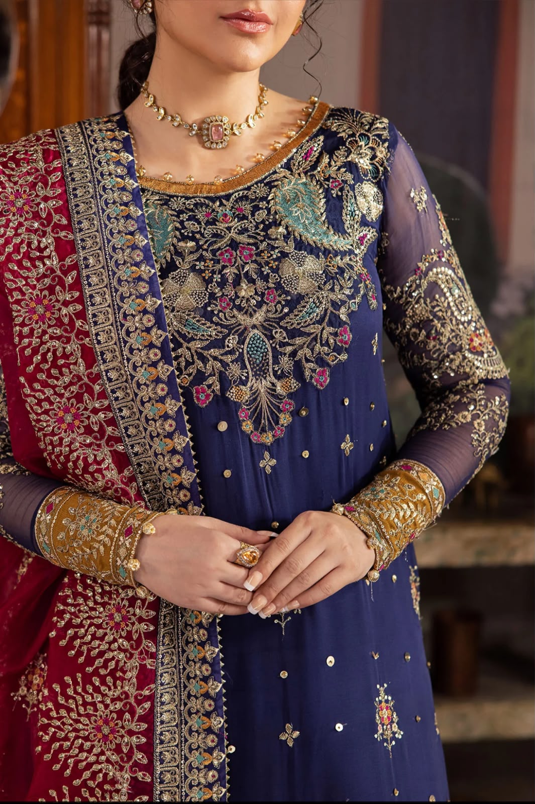 Nureh Wz-3054 Premium Pure Chiffon With Organza Emb Border Duppata 2026