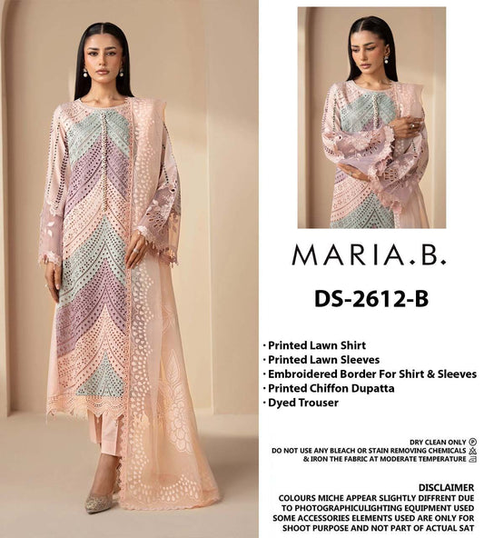 MARIA B DS-2612 A/B Premium Chikenkari  LAWN WITH CHIFFON Printed DUPPATA 2026