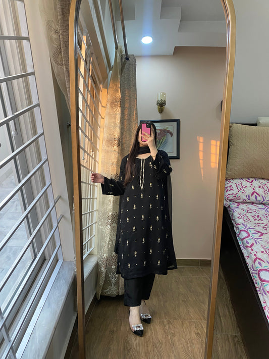 Zarina by Wearza Semi Pure Chiffon 3Pc Ready To Wear 2025