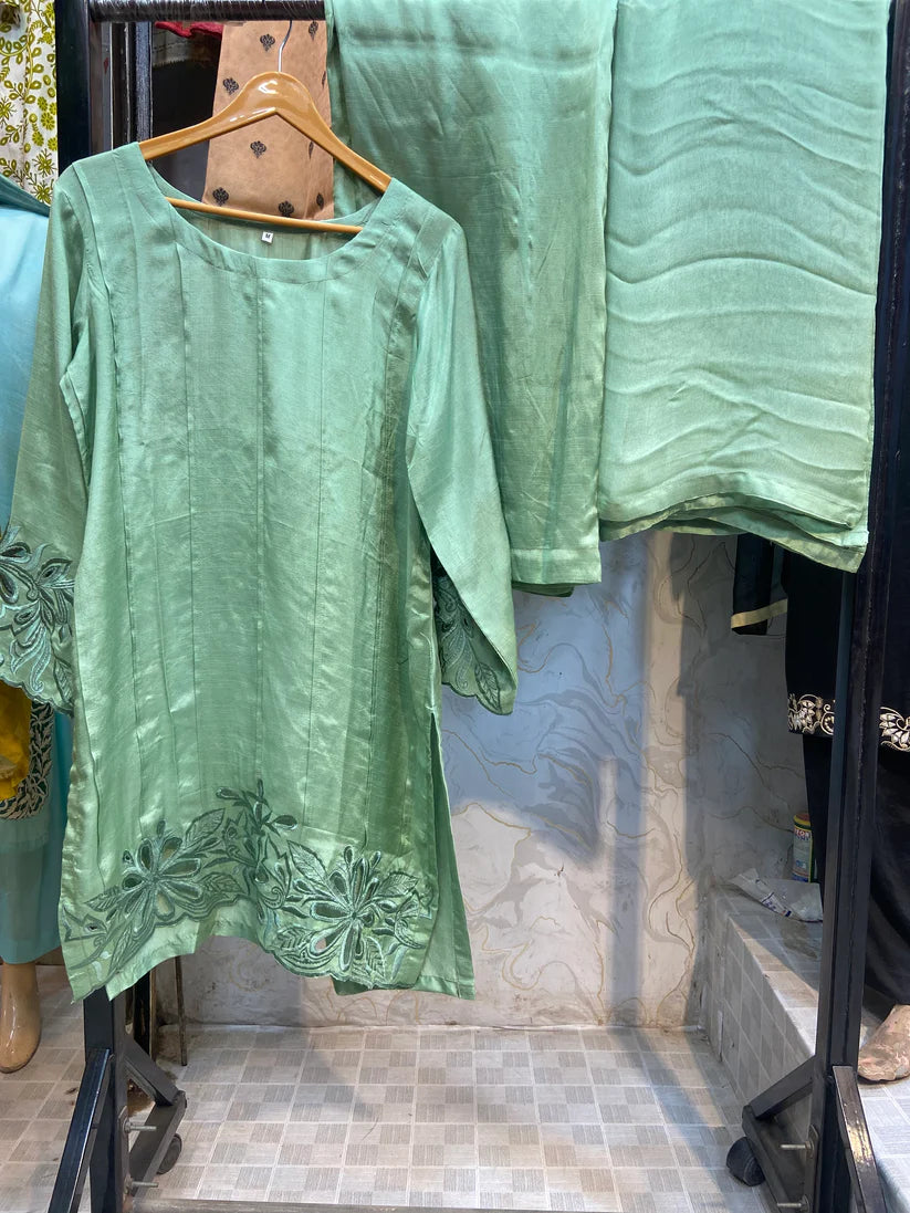 Wearza Wz 01 100% Raw Silk 3Pcs Dress Ready To Wear 25