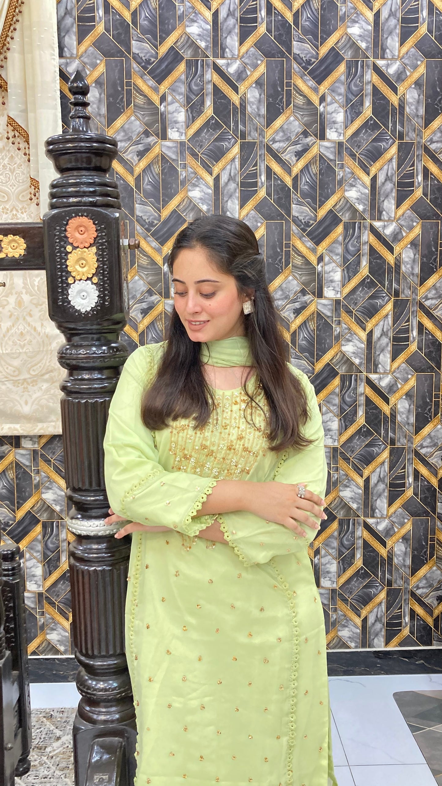 Wearza Aangan  3Pc Semi Pure Chiffon Dress 2025