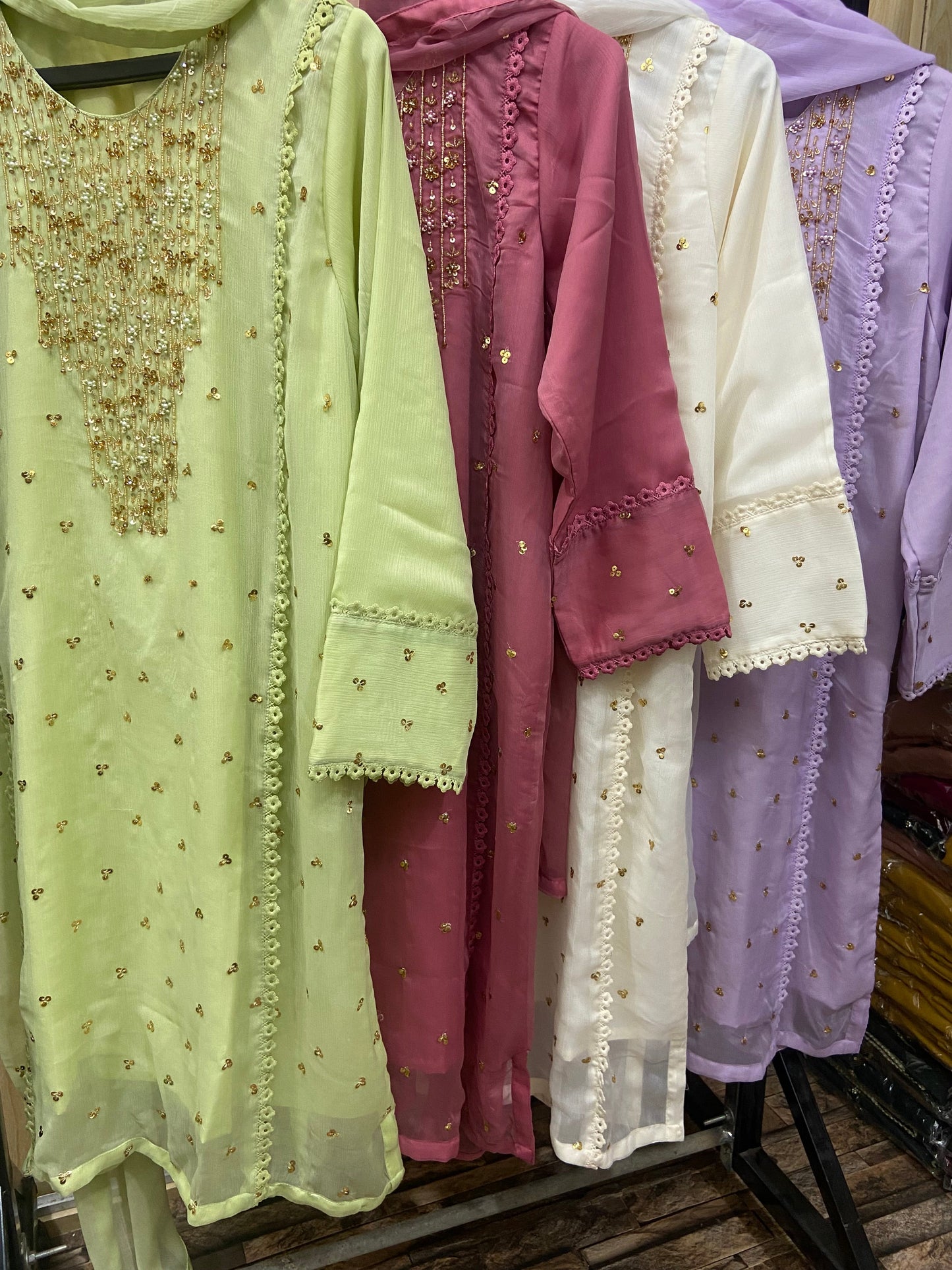 Wearza Aangan  3Pc Semi Pure Chiffon Dress 2025