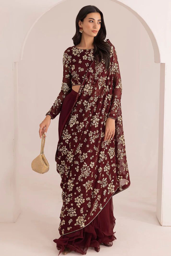 Jazmine Wz-34 Red Beautifull Demanding Exclusive Chiffon Saree 26