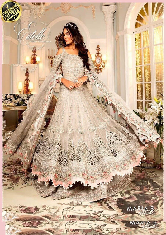 MAria b Bridal Maxi Grey 2025 PAkistani MAxi Indian Maxi