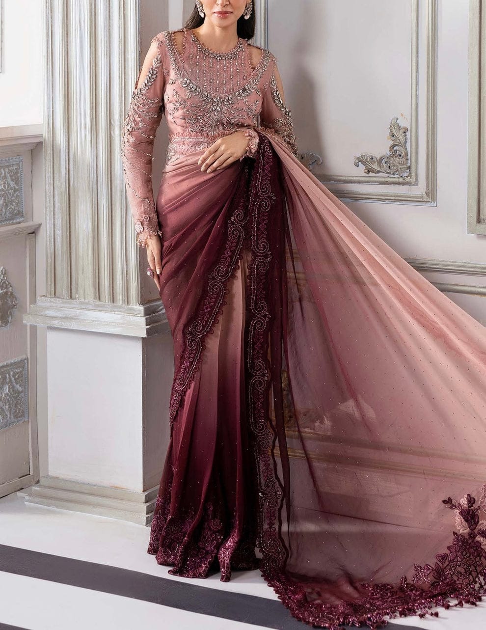 Maria b Tie n Die Saree Wear By Anmol Baloch Soft Net 26