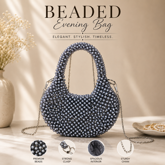 Midnight Pearl – Handmade Beaded Evening Bag 07