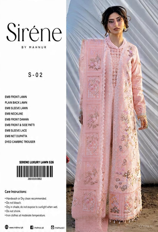 Serene By Mahnur S-02 Pink Dress Chikankari With Cotton Net Duppata 2026