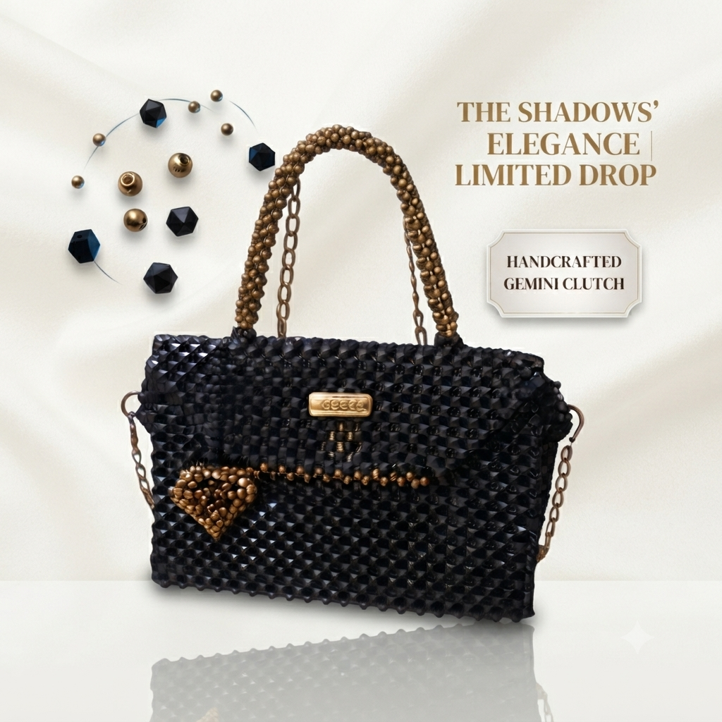 The Shadows’ Elegance – Handmade Gemini Clutch Beaded Bag 06
