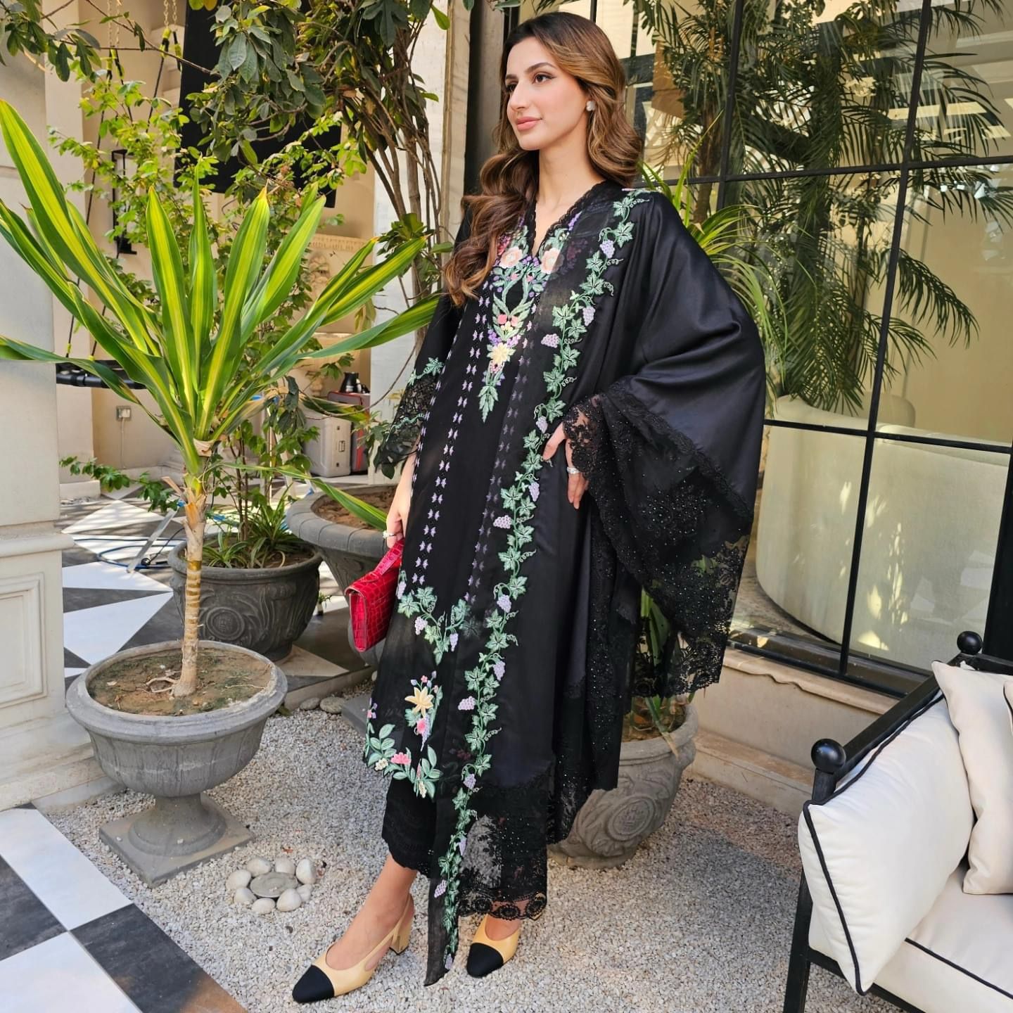 Crimson Premium Lawn Cutwork Dress With Chiffon Duppata 2024 - Wearza