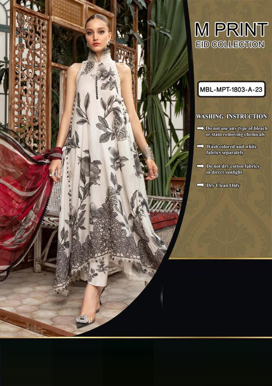 MARIA B X WEARZA M PRINT MOST HIT CODE PRINTED PREMIUM PURE LAWN 2024 - Wearza