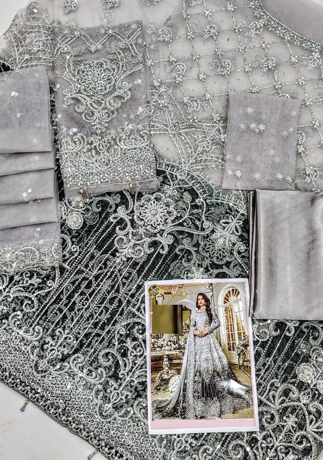 Maria B Tie & Die Bridal Exclusive Handwork Maxi Full Maxi On Imported Net 2024 - Wearza