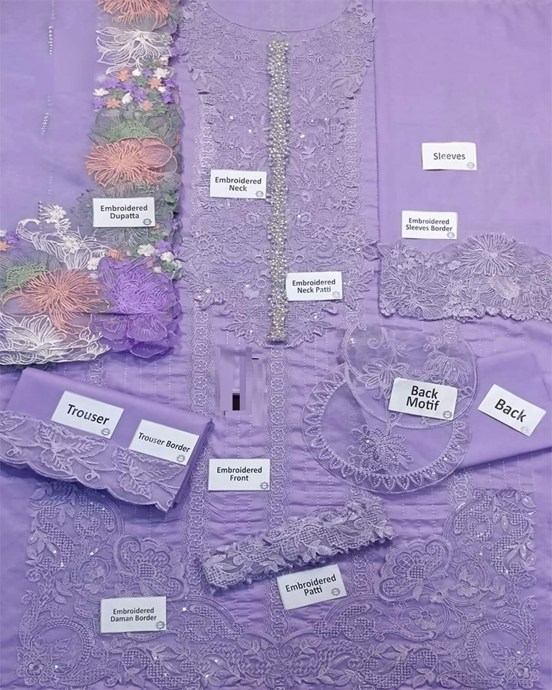 Crimson Most Hit Design In New Color Lilac Premium Pure Lawn With Organza Duppata 2024 WEARZA
