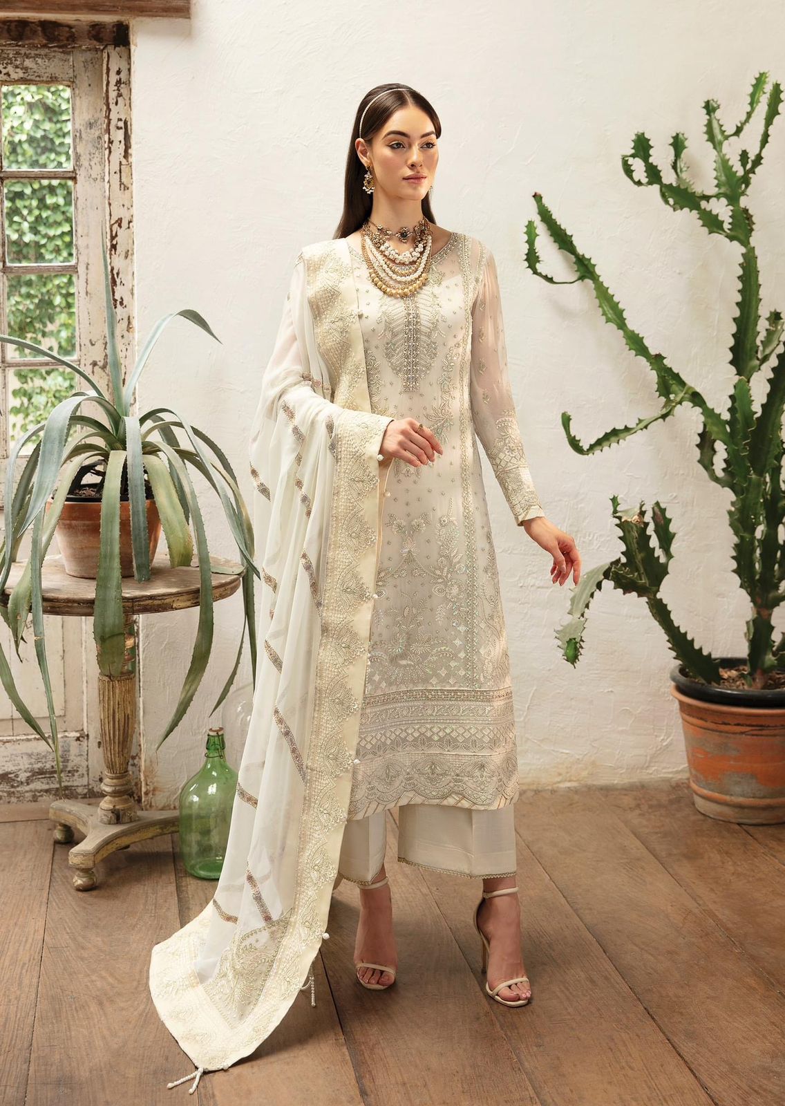 Gulaal Asteria Wz-322 Pure Chiffon Sequin Embroidered Dress-24 WEARZA