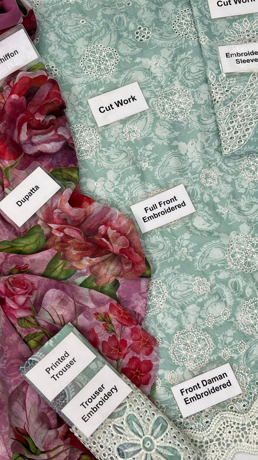 Baroque Wz-569 Pure Digital Printed Lawn Chikankari Emb WIth Chiffon Duppata 2024 WEARZA